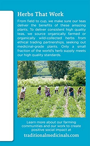 People farming herbs with text about tea quality and sourcing.