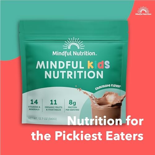 Mindful Kids Nutrition chocolate flavor packaging.