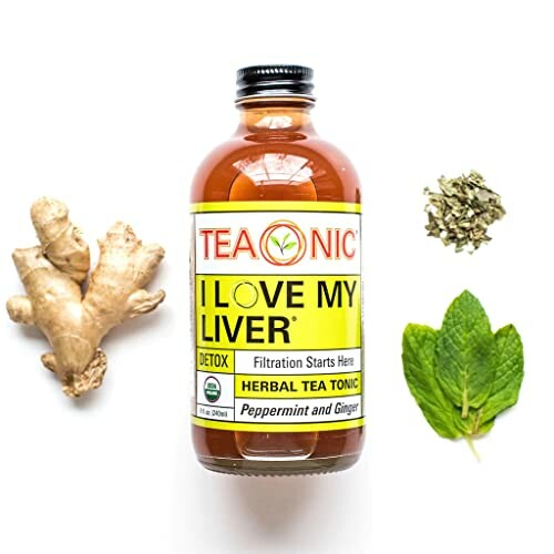 Teaonic I Love My Liver herbal tea tonic with ginger, herbs, and mint.