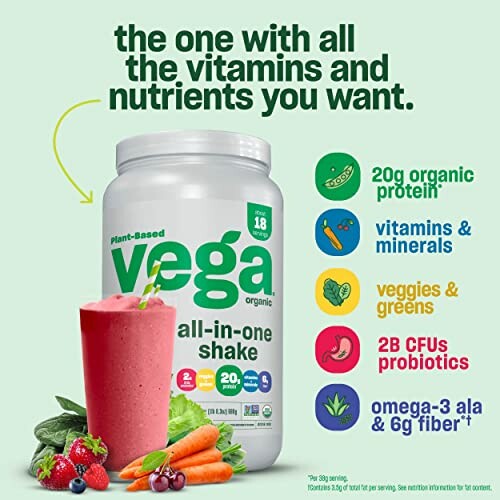 Vega organic all-in-one shake with vitamins and nutrients.